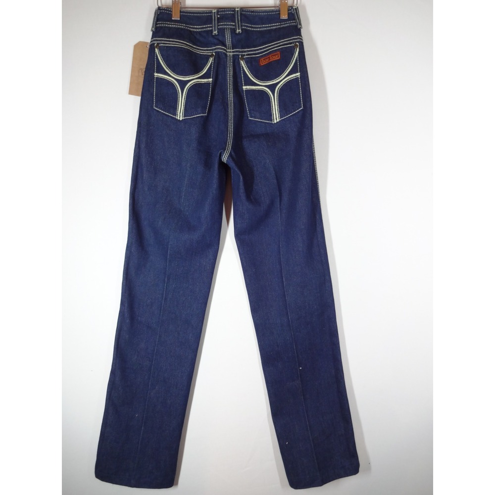 VTG Bonjour Jeans Women Size 6 Small Blue High Rise Contrast Stitch 656W 70s